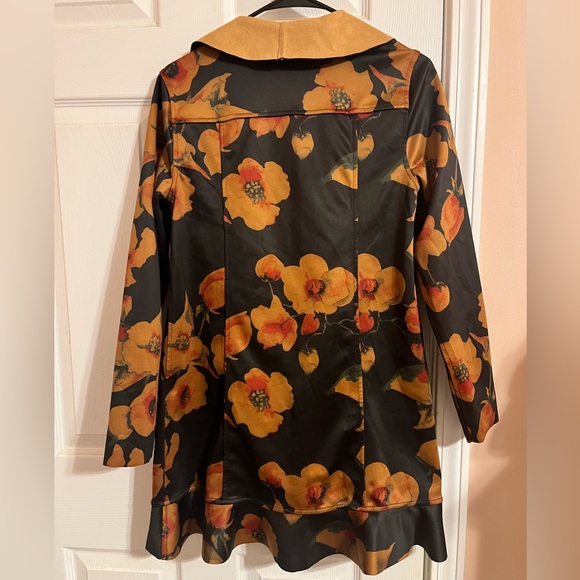 Cupio Reversible Floral tan/black Open Front Cardigan Ruffle Trim Women's XL - Picture 3 of 3